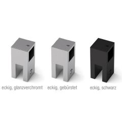 Glashalter 90 ° - eckig glanzverchromt und gebürstet